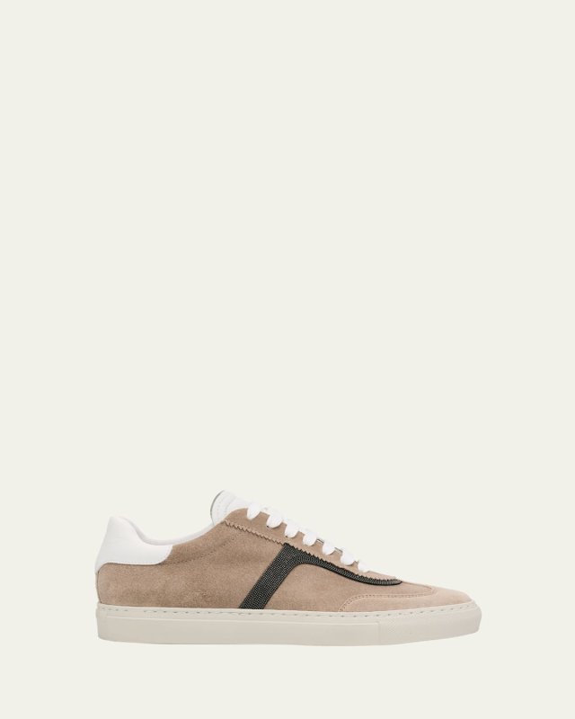 Beaded Suede T-Toe Sneakers